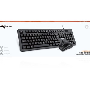 Aigo WQ9533 Wired Multimedia Keyboard <b>Mouse</b> Combo 104 Keys <b>USB</b> For Office Home Use - Product Image 1