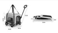 Poussette pliable de luxe rose pour animaux de compagnie, pliage à une main, 4 roues, maille respirante, transporteur pour chien, chariot de voyage portable pour usage extérieur