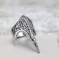 Bague Homme Vintage Européenne et Américaine en Acier Titane, Design Corbeau Viking Personnalisé, Forme Géométrique, Style Littéraire Rétro