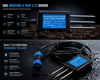 Capteur sans fil 4-en-1 de température, d'humidité, de conductivité et de pH du sol pour la surveillance en temps réel de l'agriculture intelligente IoT
