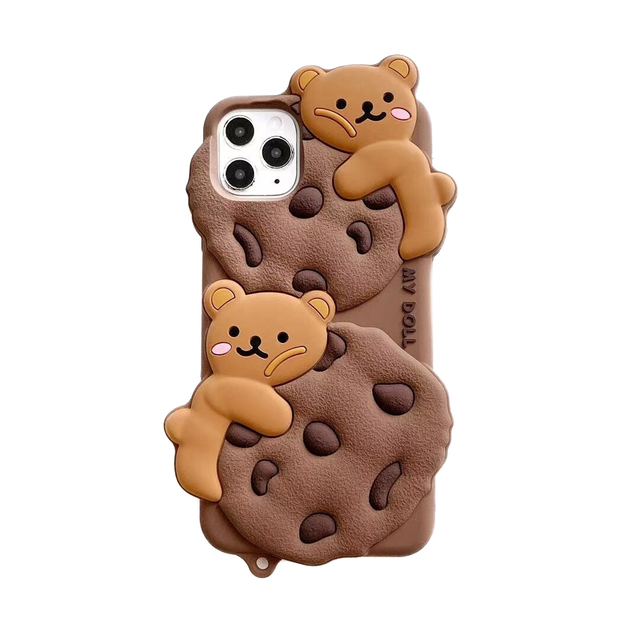 Cute Stacked Cookie Bear Soft Silicone Phone case for iphone X Xr Xs 11 12 13 14 15 16 Pro Max Plus