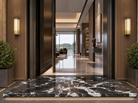 Îlot de cuisine, salle de bain, chambre à coucher, dalle de marbre naturel poli sur mesure pour appartement intérieur
