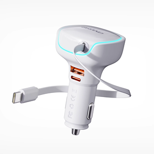 New Design Fashion 3 in 1 Car Retractable Phone Fast Charger for Phone/Type-C Phone with LED <strong>Display</strong> - Product Image 1