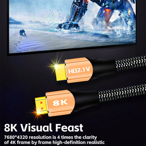 Câble <span class=keywords><strong>HDMI</strong></span> 2.1 haute vitesse 2M 8K mâle à mâle plaqué or câbles vidéo <span class=keywords><strong>HDMI</strong></span>-<span class=keywords><strong>HDMI</strong></span> - Product Image 5