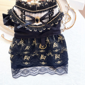 <b>Cat</b> And Dog <b>Clothes</b> Spring Summer Gothic Gold Thread Dress For Small Medium Dogs Bichon Frise Pomeranian Elegant Skirt - Product Image 2