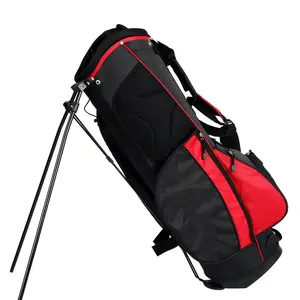 Custom Logo Ultra-Light Polyester Golf Stand Bag With Black And Red Portable Golf Cart Bag