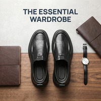 Chaussures décontractées pour hommes en cuir véritable lisse noir, respirantes, avec logo personnalisé OEM, vente en gros