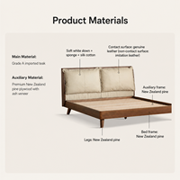 Lit Moderne Entièrement en Bois Style Nordique Luxe Vintage avec Tête de Lit Rembourrée en Teck Massif Écologique pour Chambre d'Hôtel
