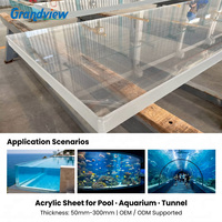 Panneau de piscine PMMA Infinity structurel Grandview, résistant aux UV, en PMMA coulé, 50 mm, 300 mm d'épaisseur