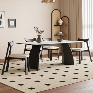 Italian Style Solid Wood Slab <b>Dining</b> <b>Table</b> Set 6 Piece Rectangular Modern Minimalist <b>Space</b> <b>Saving</b> <b>Dining</b> Room Furniture - Product Image 4