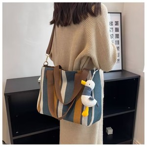 New Trendy Single Shoulder <b>Bag</b> Urban Style <b>Large</b> Capacity <b>Canvas</b> Texture Hand Carry Tote <b>Bags</b> Minimalist Casual <b>Bag</b> - Product Image 4