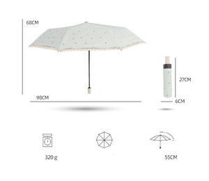 CHUVABAND Floral Dentelle Conception Contrôle Manuel Femmes UV Étanche <span class=keywords><strong>À</strong></span> La Pluie Protection Solaire Parasol Parapluie Pliable Jour De Pluie Accessoire - Product Image 6
