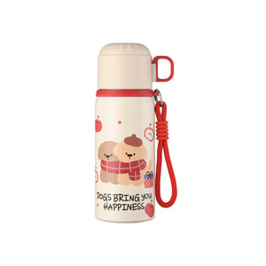Gourde isotherme en acier inoxydable à double paroi pour enfants, 450 ml, motif dessin animé, avec couvercle sans BPA et paille anti-fuite - Product Image 1