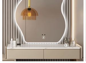Miroir LED pleine longueur ondulé irrégulier sans cadre rétroéclairé avec interrupteur tactile sur pied pour chambre à coucher, salon, moderne, vente en gros - Product Image 6