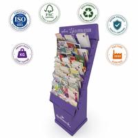 Étagère de présentation de cartes de vœux en carton personnalisée et professionnelle avec des poches à plusieurs niveaux pour les magasins de cadeaux, les boutiques de détail et la merchandising