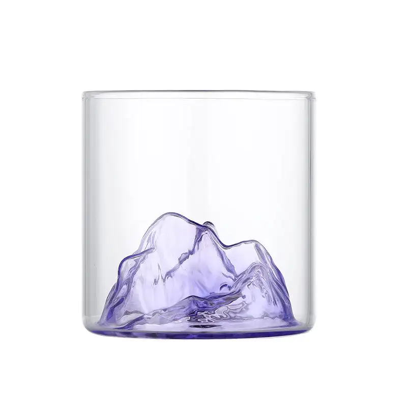 El üflemeli özel tasarım kişiselleştirilmiş farklı şekil kar dağ bira ve kırmızı şarap viski gözlük fincan