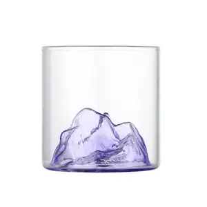 Hand Blown Custom Design Personalized Different Shape Snow Mountain Beer And Red Wine Whisky Glasses Cup