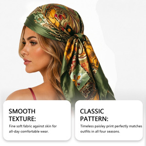 Women's Versatile Satin <b>Scarf</b> with Retro vortex Pattern-fashionable and Classic Accessory Easy to Match Natural Waistline - Product Image 5