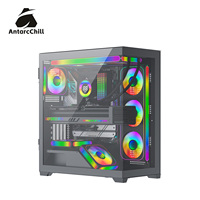 AntarcChill Black Full Tower Panoramic Gaming Case Dual Chamber 360mm AIO E-ATX ATX MATX ITX USB 3.0