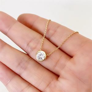 925 solitario diamante collar minimalista flotante diamante colgante aniversario boda regalo bisel solitario colgante collar - Product Image 6