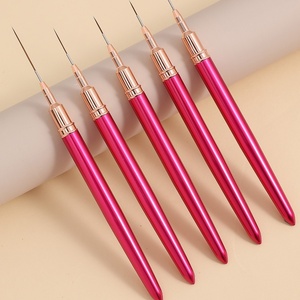 Pinceau à ongles en nylon ultra-fin de style japonais, manche en métal Kolinsky, plat, spécial pour la peinture de couleur, fleurs, salon de manucure - Product Image 6