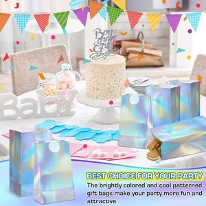 Hot Selling Custom Logo Fancy Holographic Paper Gift Packaging <b>Bag</b> With Custom Stickers - Product Image 3