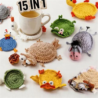 Sous-verre en crochet fait main, motif animal de dessin animé mignon, en laine, isolant thermique, pour la décoration de table à la maison