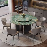 Table à manger en marbre épais avec chaise inclinable pour petits appartements, design méditerranéen, luxe léger, moderne et simple pour la maison