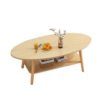 Table basse ovale minimaliste en bois à double couche, style scandinave du milieu du siècle, personnalisée, pour salon