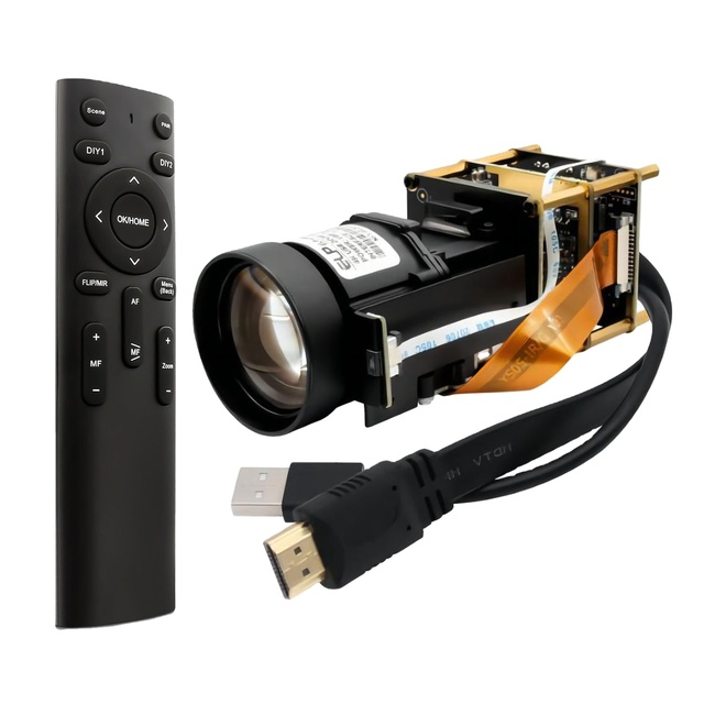 ELP USB 4K Camera Module HDMI 1080P 60fps 12X/21X Zoom Autofocus USB Webcam with 2.4G IR Remote Control