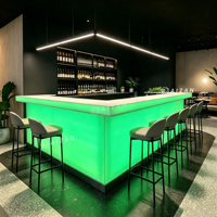 Nouveau design de comptoir de bar de restaurant élégant avec éclairage LED RGB pour boîte de nuit