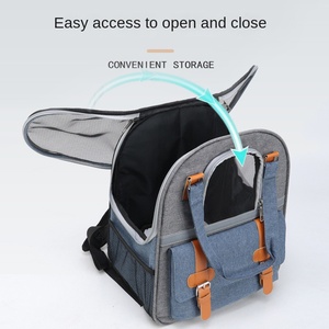 Ransel hewan peliharaan multifungsi kapasitas besar ritsleting poliester antilembap tas tamasya anjing kucing portabel perlengkapan hewan peliharaan - Product Image 2