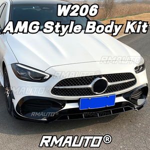 ชุดแต่งสเกิร์ตหน้าทรง AMG สำหรับ Mercedes Benz W206 ประกอบด้วยลิ้นกันชนหน้า สปอยเลอร์ข้าง ครีบข้าง คานาร์ด และช่องระบายอากาศ - Product Image 6