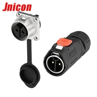 Connecteur d'aviation Jnicon MJ24 à 2 broches, à vis, métallique, circulaire, étanche IP67, mâle, avec montage sur panneau femelle