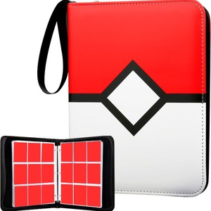 Classeur de cartes pour cartes TCG, 4 pouces, rouge, avec 4 poches, étui de rangement portable pour jeux de cartes à collectionner - Product Image 1