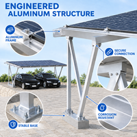 Système de montage de carport solaire en aluminium sur mesure, certifié CE, structure de stationnement double, surface anodisée, résistant aux vents