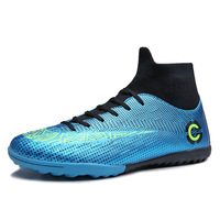 Chaussures de football à crampons mi-hautes tendance pour femmes, hommes, jeunes et enfants, avec semelle antidérapante pour l'entraînement