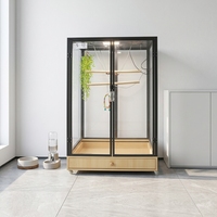 Cage à oiseaux en verre et bois de grande taille, directement de l'usine, volière pour perroquets, cage d'élevage, villa pour animalerie, hôtel pour animaux, maison d'intérieur pour oiseaux