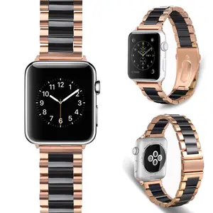 Ремешок из нержавеющей стали и керамики для Apple Watch 5 4 38 мм 42 мм 40 мм 44 мм, роскошный мужской и женский браслет для iWatch 3 2 1