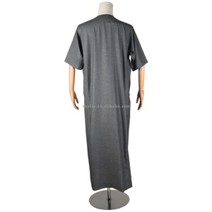 Chất Lượng Cao Hiện Đại Ngắn Tay Áo Kết Hợp 6 Màu Sắc Với Nút Kim Loại Abaya Thobe Hồi Giáo Quần Áo - Product Image 4