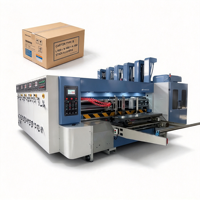 Mesin Cetak Flexo Otomatis 4 Warna untuk Kotak Karton dengan Sistem Pengumpanan Otomatis Lead Edge, Slotter, dan Die Cutting untuk Pembuatan Kotak Karton Otomatis Kecepatan Sedang