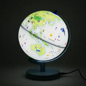 2024 Factory Direct New Selling GlobeWhite Background And Black Image English Metal Base Globe With Light For Home Decoration