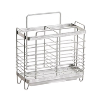 Range-couverts ventilé en acier inoxydable à compartiments séparés avec bac d'égouttage amovible pour baguettes et fourchettes