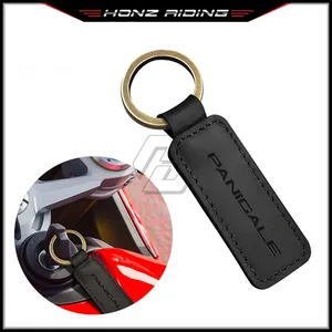 Porte-clés de moto en cuir de vache, pour <span class=keywords><strong>Ducati</strong></span> 899 959 1099 1199 <span class=keywords><strong>1299</strong></span> <span class=keywords><strong>Panigale</strong></span> <span class=keywords><strong>V4</strong></span> - Product Image 2