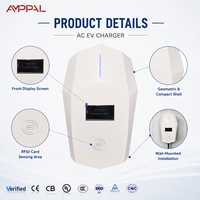 AMPPAL Nouvelle borne de recharge murale pour véhicules électriques IP54 7KW, fabricant chinois, borne de recharge AC pour véhicules électriques, pour usage commercial et domestique