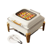 Mini-plat chauffant de luxe blanc et or 6L pour mariages haut de gamme, pâtisseries et petits buffets
