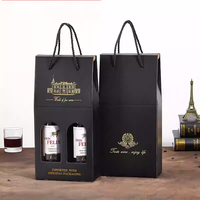 Caja de Regalo de Whisky de Lujo de Alta Gama, Caja de Papel Rígido Kraft Personalizable con Lámina Dorada, Portátil, para Una o Dos Botellas