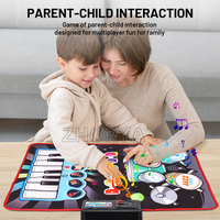 Zhorya 2 in 1 Piano Drum Babies Play Mat Multi-Functional Parent-child Interaction Electronic Music Blanket