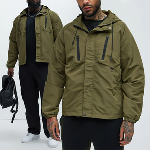 KingSen Wholesale <b>Men</b> Outdoor Windproof Hooded Jacket Loose Waterproof Utility Coat Multi Pocket Casual Streetwear OEM Apparel - Product Image 1
