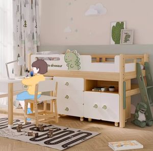 <span class=keywords><strong>Lit</strong></span> multifonctionnel pour enfants Animal amusant Petite taille en bois massif <span class=keywords><strong>mi</strong></span>-<span class=keywords><strong>hauteur</strong></span> Armoire combinée de rangement pour chambre à coucher - Product Image 1